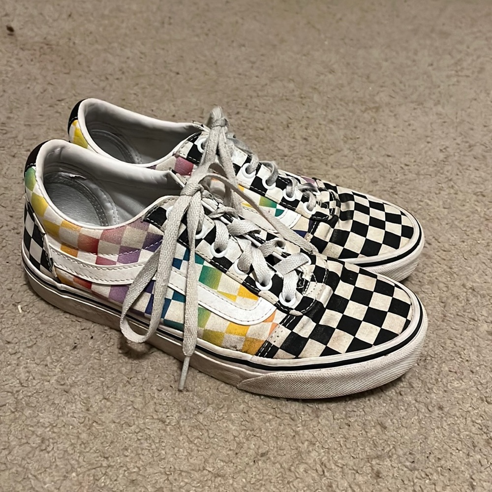 Pair of Rainbow Checkered Vans